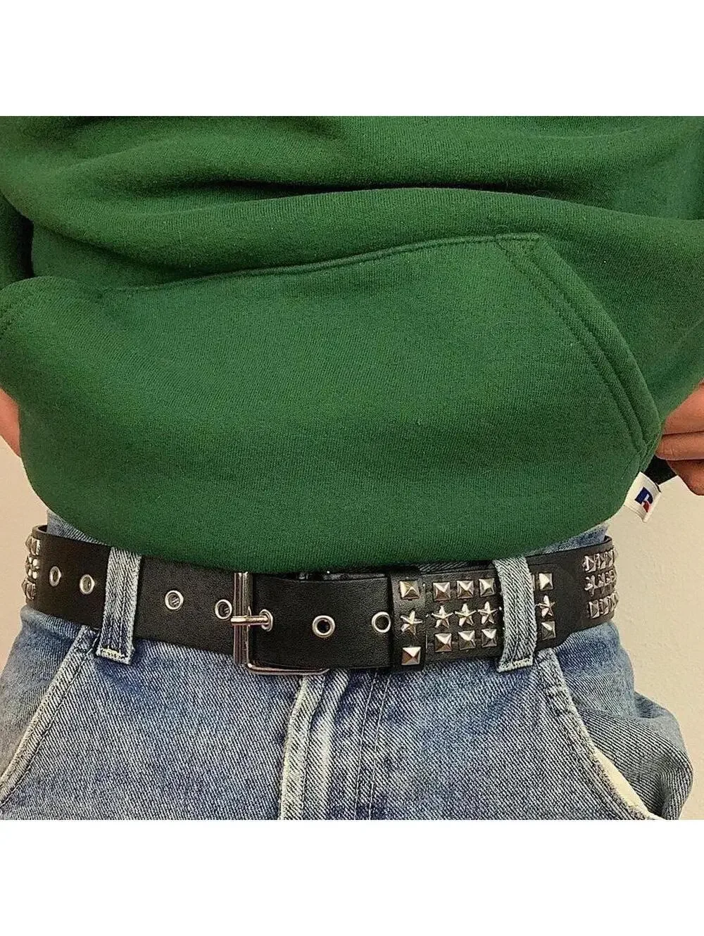 Star studded black and silver belt